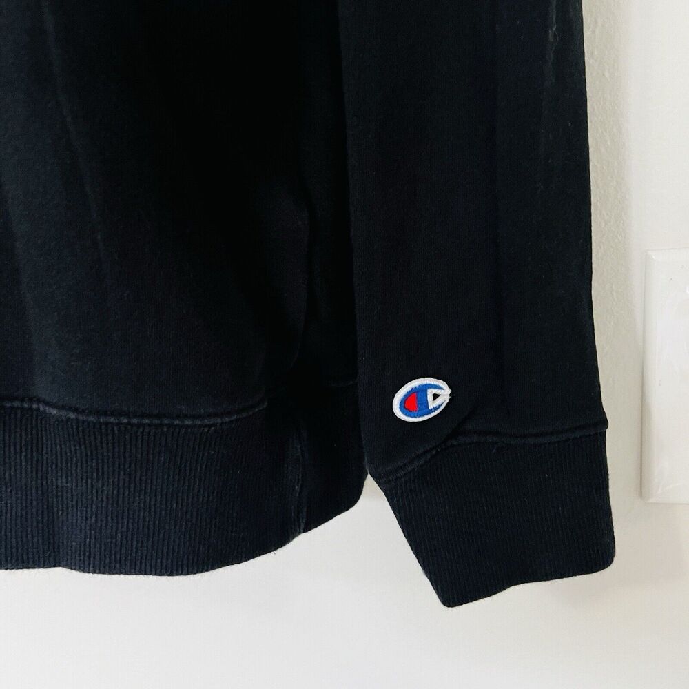Champion Men’s Crew Neck French Terry Sweatshirt Black Medium Long Sleeve - Picture 6 of 11
